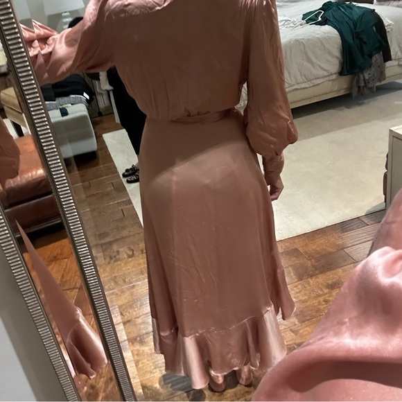 Zimmermann Silk Wrap Midi Dress in Lipstick - Picture 9 of 10